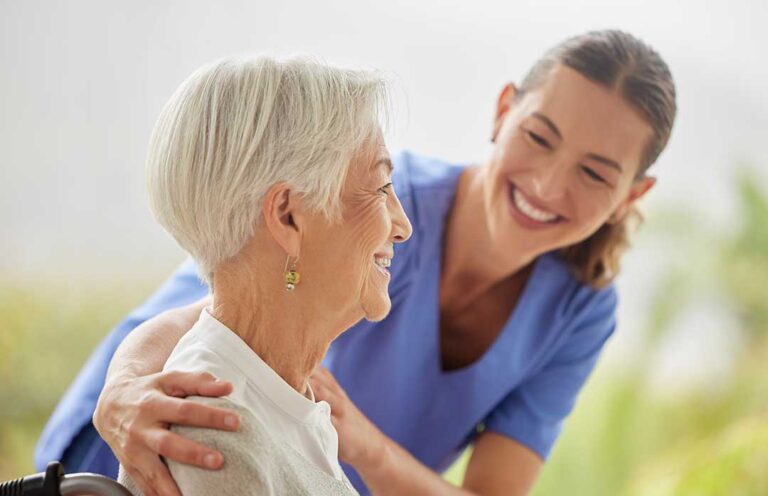 An elderly couple sits together in a bright, cozy living space, each engaged in different activities.